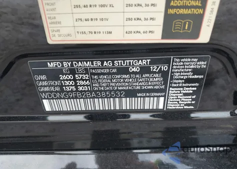 2011 Mercedes-Benz S 400 Hybrid z USA, uszkodzony, nr VIN WDDNG9FB2BA385532